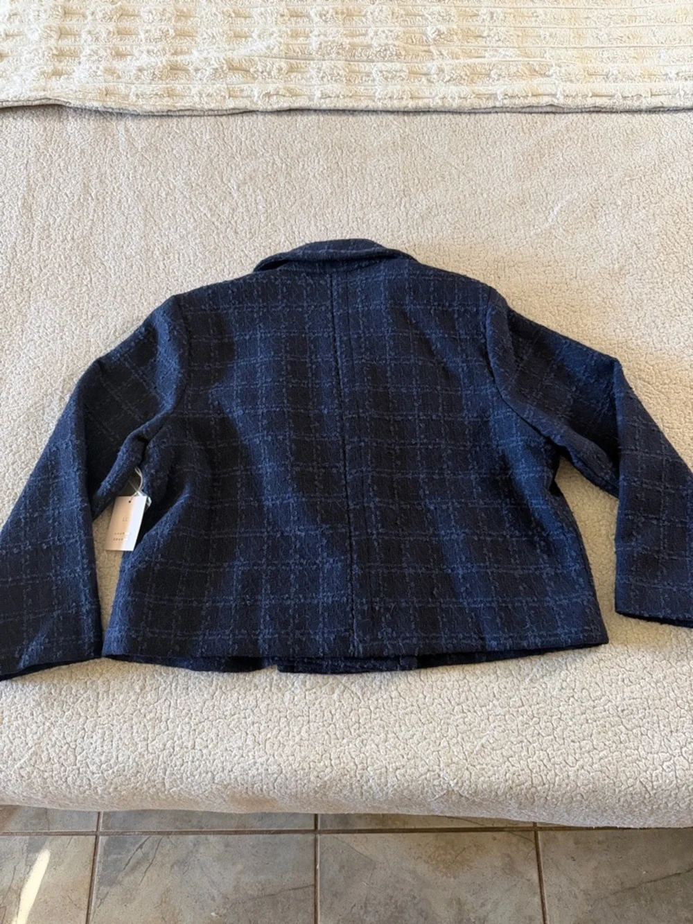 LC Lauren Conrad Navy Tweed Double-Breasted Peacoat with Gold Buttons XL New